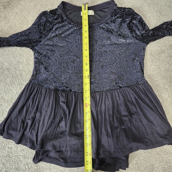 Altar'd State Size Medium Black Velvet Damask Rayon Peplum Womens Babydoll Top. - Picture 12 of 12